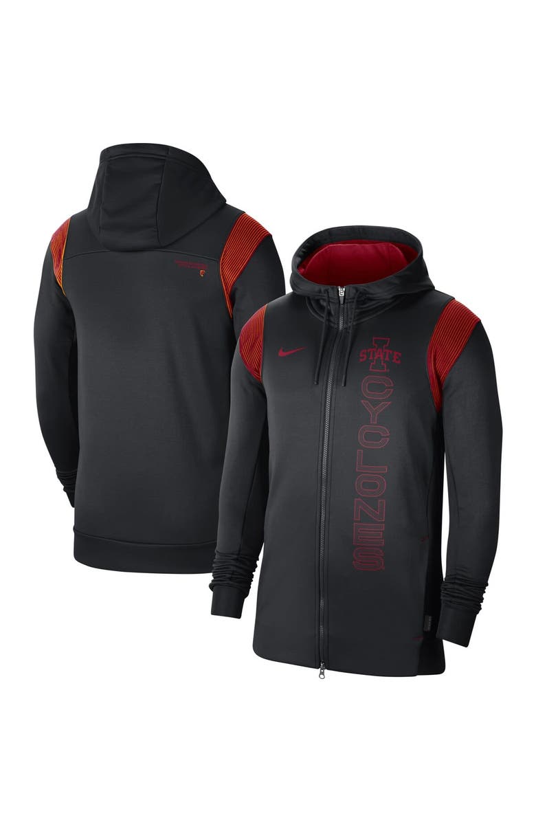 Nike Men's Nike Black Iowa State Cyclones 2021 Sideline Performance Full-Zip Hoodie, Main, color, 