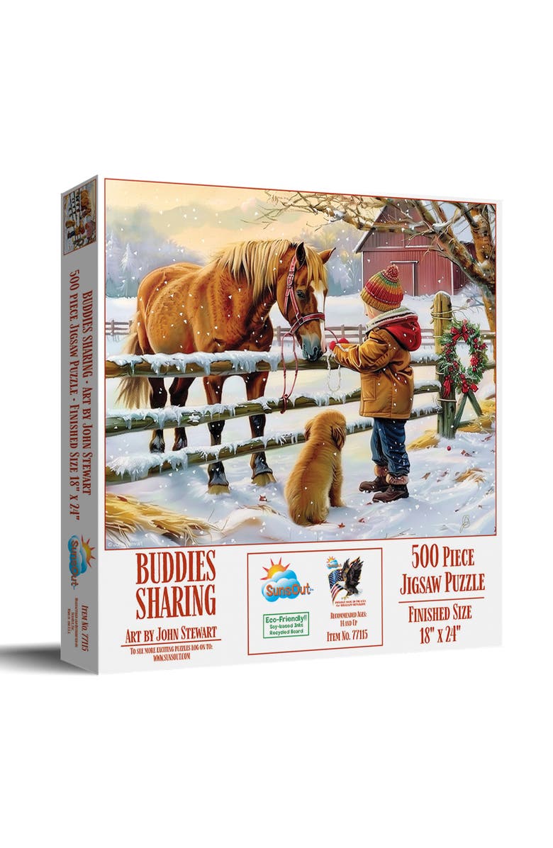 Sunsout Buddies Sharing 500 piece Jigsaw Puzzle for Adults, Main, color, Multicolor