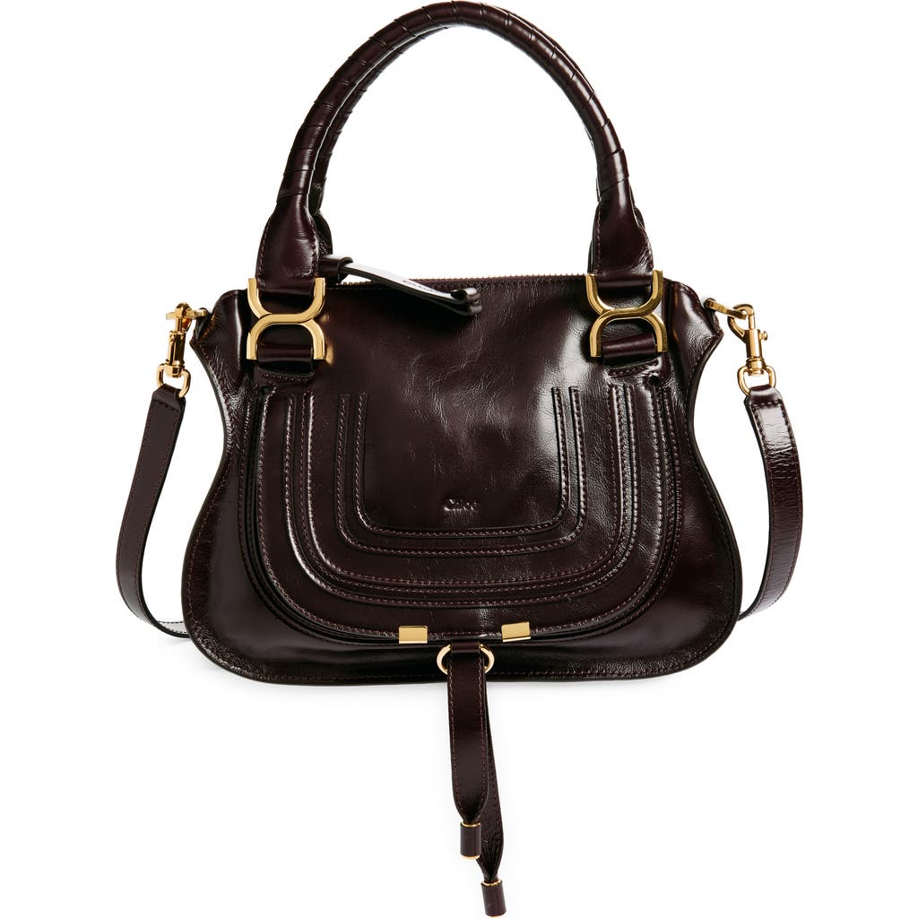 Chloé Marcie Small Double Carry Shoulder Bag In Auburn Red