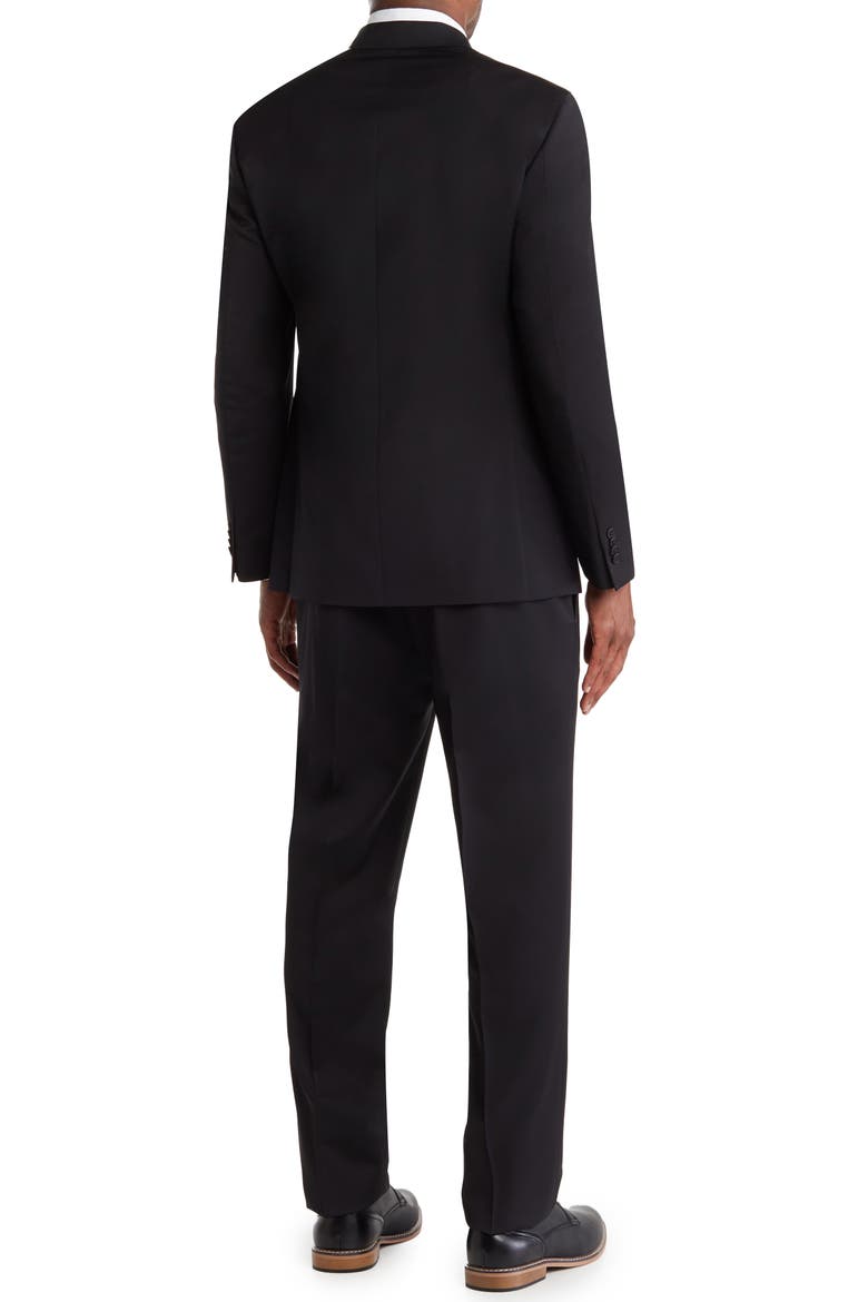 Sartorial Two Button Notch Lapel Wool Blend Suit, Alternate, color, BLACK
