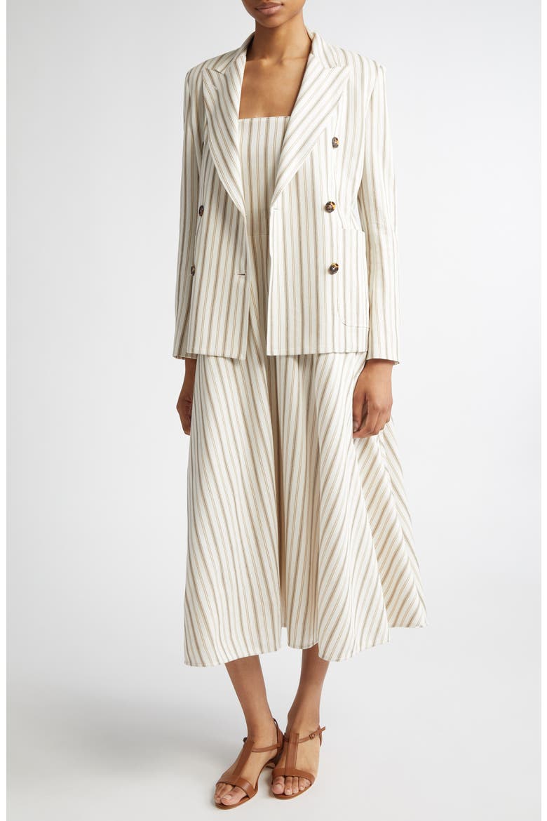 Pensile Stripe Double Breasted Jersey Jacket, Alternate, color, SAND