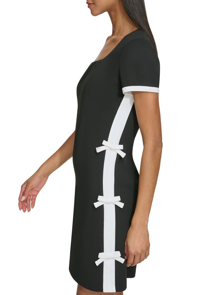 Bow Shift Dress, Alternate, color, BLACK SOFT WHITE