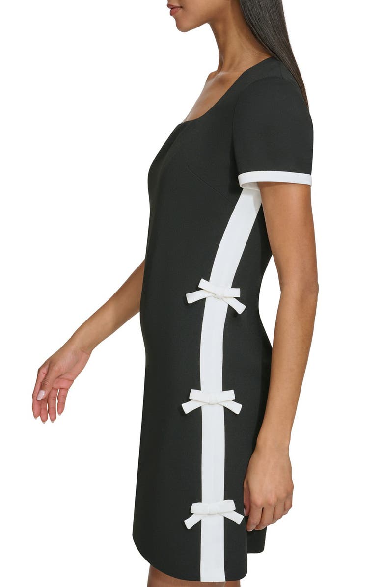 KARL LAGERFELD Bow Shift Dress, Alternate, color, Black Soft White