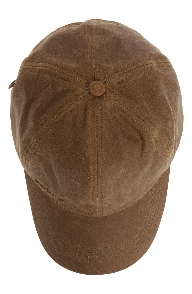 Barbour Adjustable 6-Panel Waxed Cotton Baseball Cap, Alternate, color, Tan