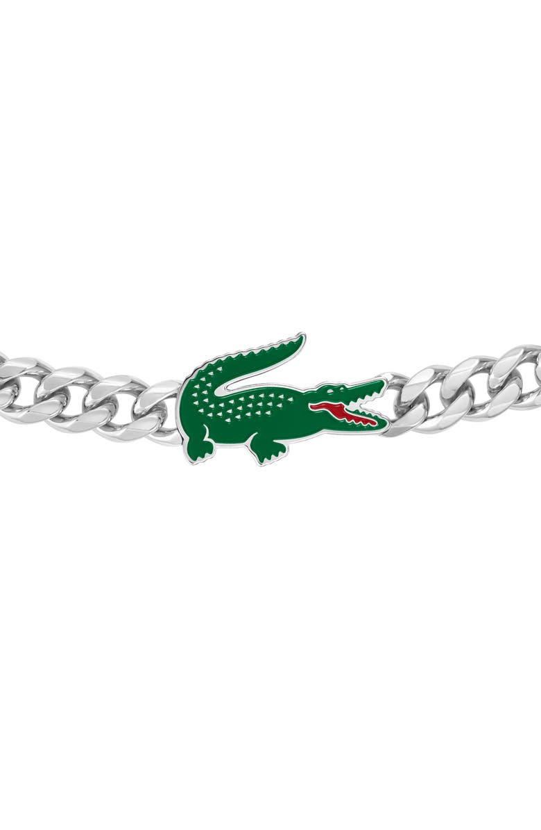 Lacoste Arthor Crocodile Pendant Bracelet, Alternate, color, Silver