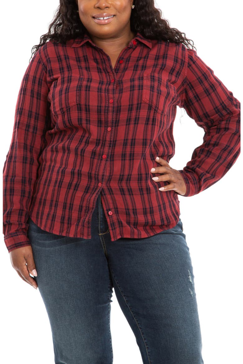 Plaid Western Shirt, Main, color, BURGUNDY