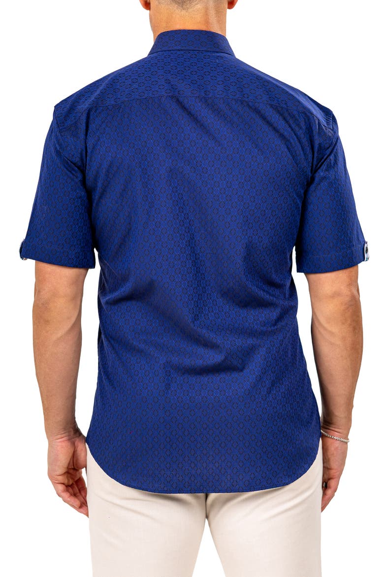 Galileo Marthy Short Sleeve Cotton Button-Up Shirt, Alternate, color, BLUE