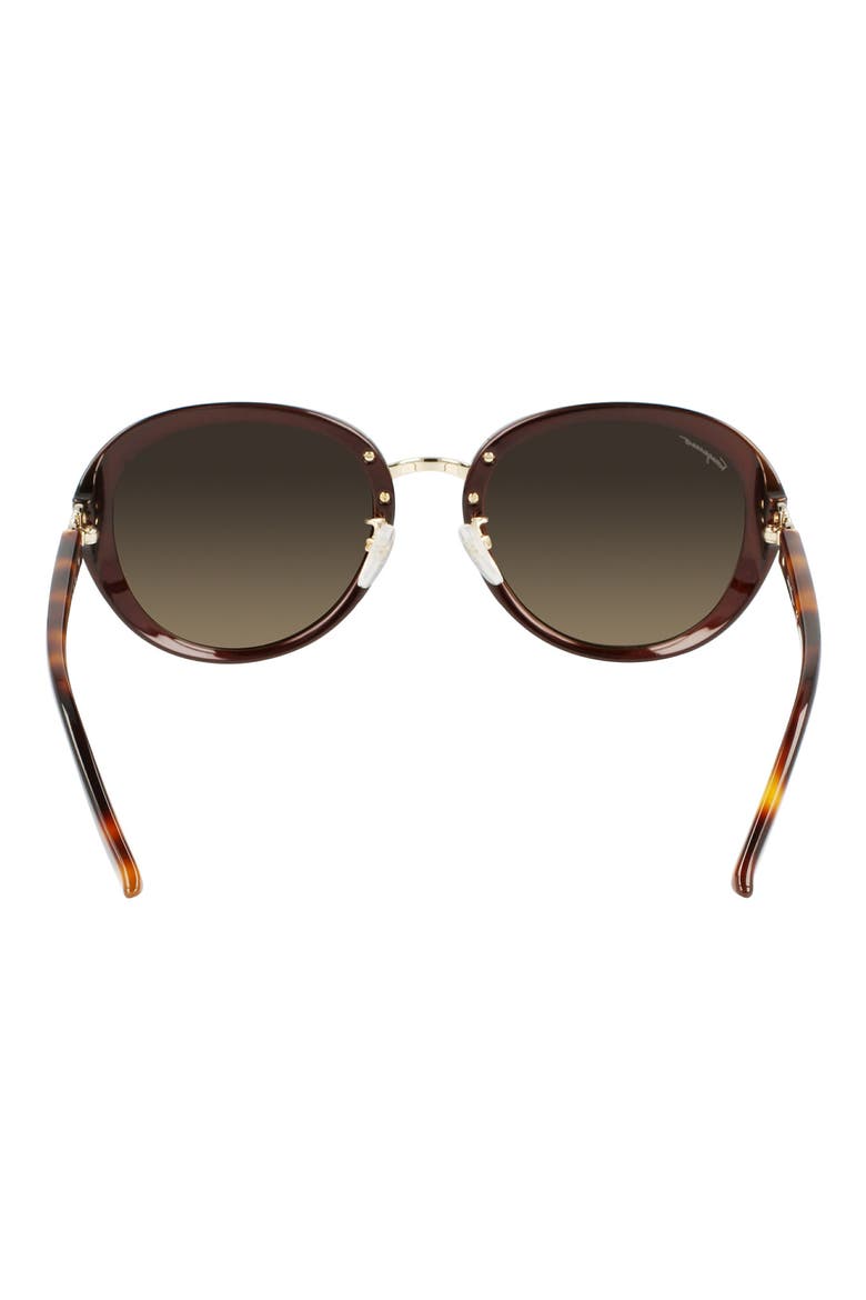 Salvatore Ferragamo 57mm Oval Sunglasses, Alternate, color, BROWN/ GOLD