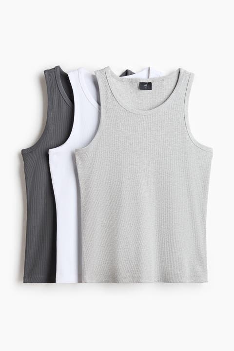 3-pack Slim Fit Ribbed Vest Tops