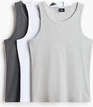H&M 3-pack Slim Fit Ribbed Vest Tops