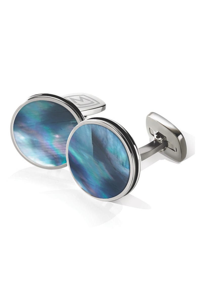 Stainless Steel Cuff Links, Main, color, STAINLESS STEEL/ PEARL