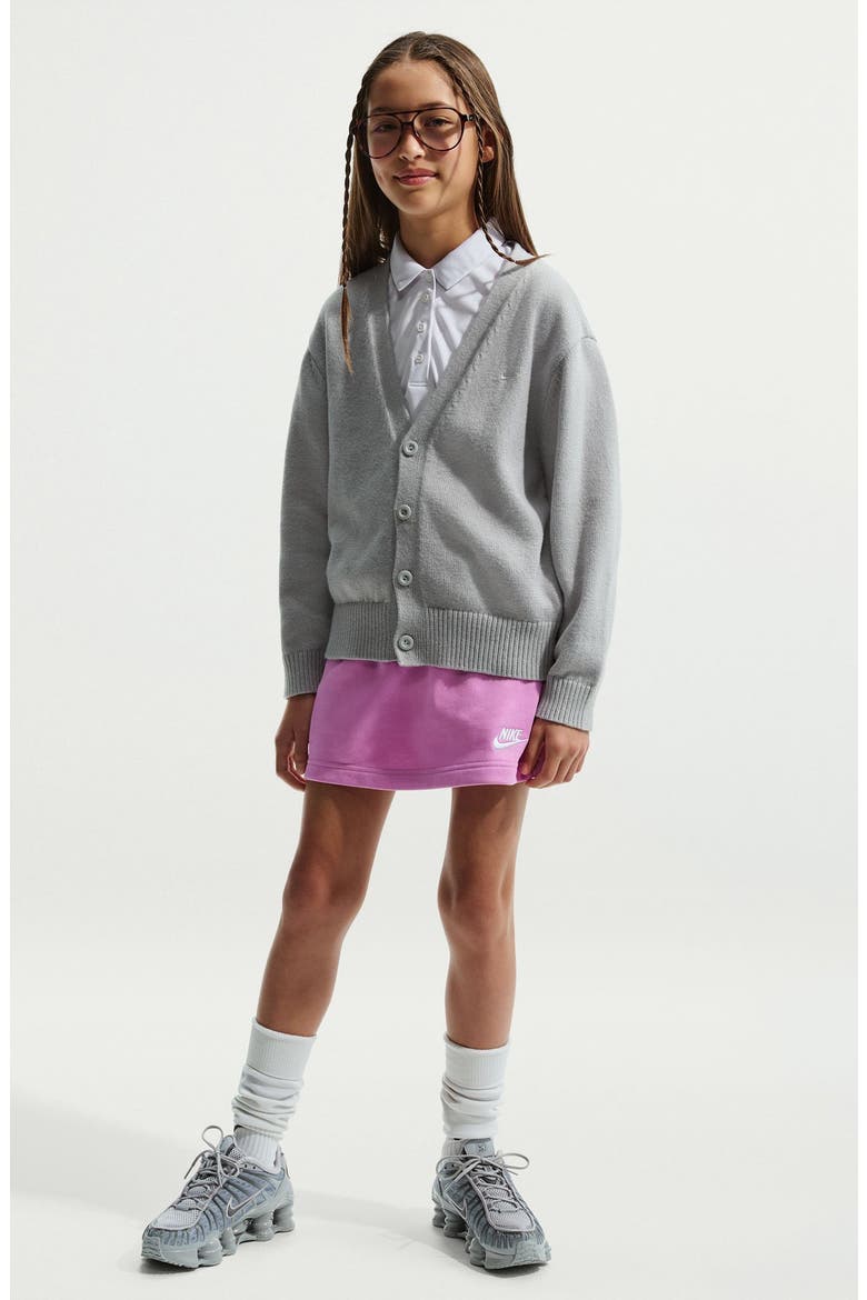 Kids' Sportswear Club Fleece Pull-On Skirt, Main, color, LIGHT MAGENTA/ WHITE
