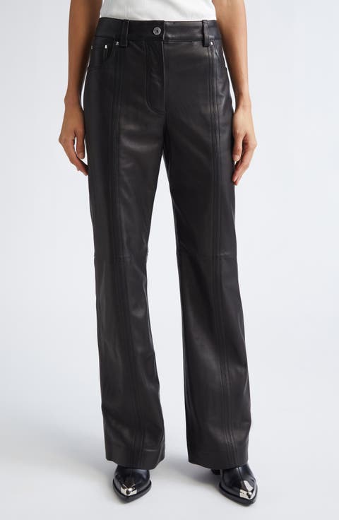 Wide Leg Lambskin Leather Pants