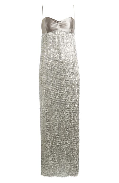 Black Halo Berri Sequin Gown In Silver