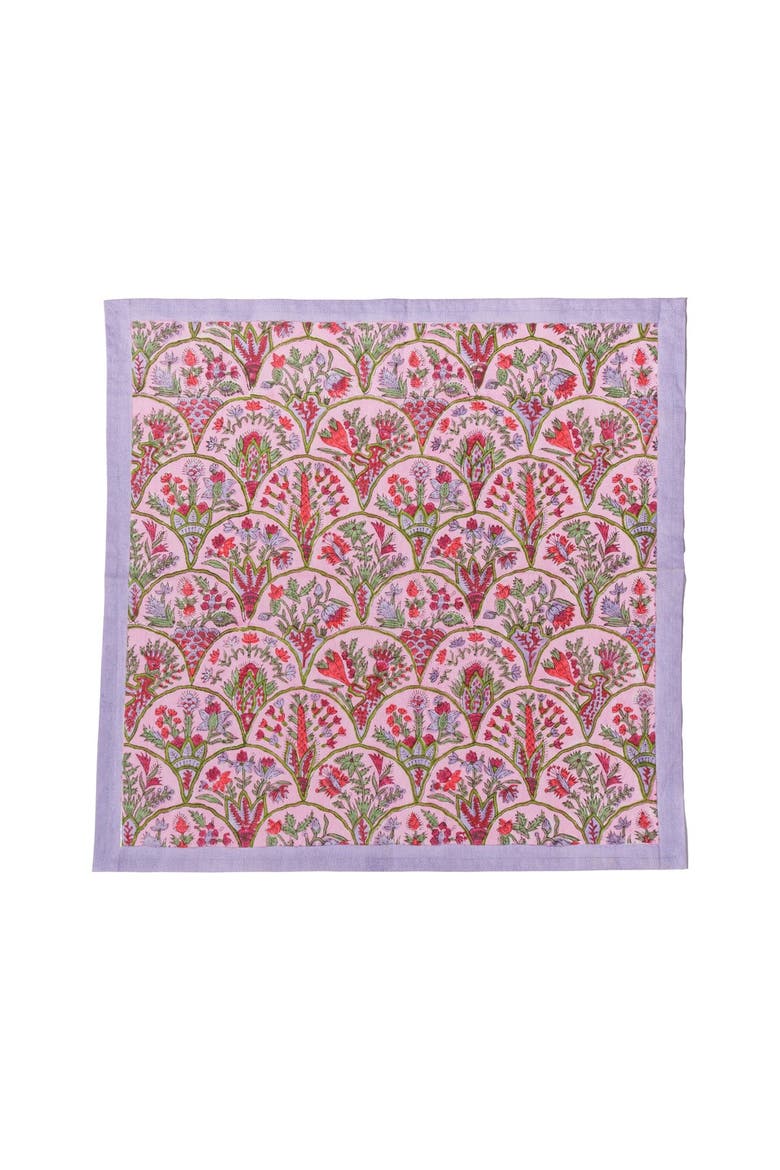 Pink Arch Blockprint Napkins - Set of 4, Alternate, color, Pink