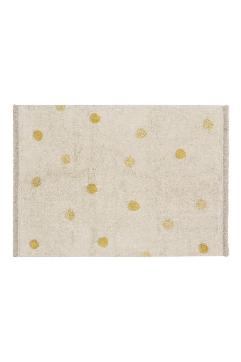 Polka Dot Fringe Trim Washable Cotton Blend Rug, Main, color, NATURAL