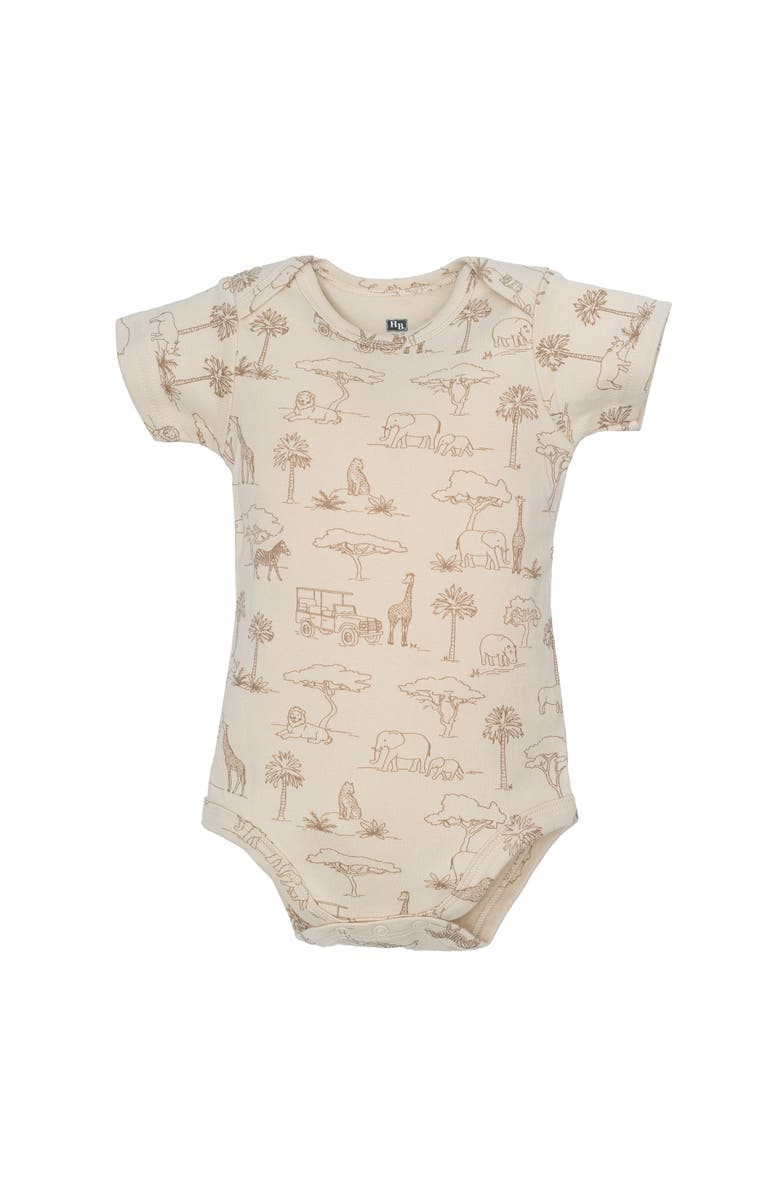 Hudson Baby Comfortable Cotton Bodysuits 5Pk, Alternate, color, Beige Safari
