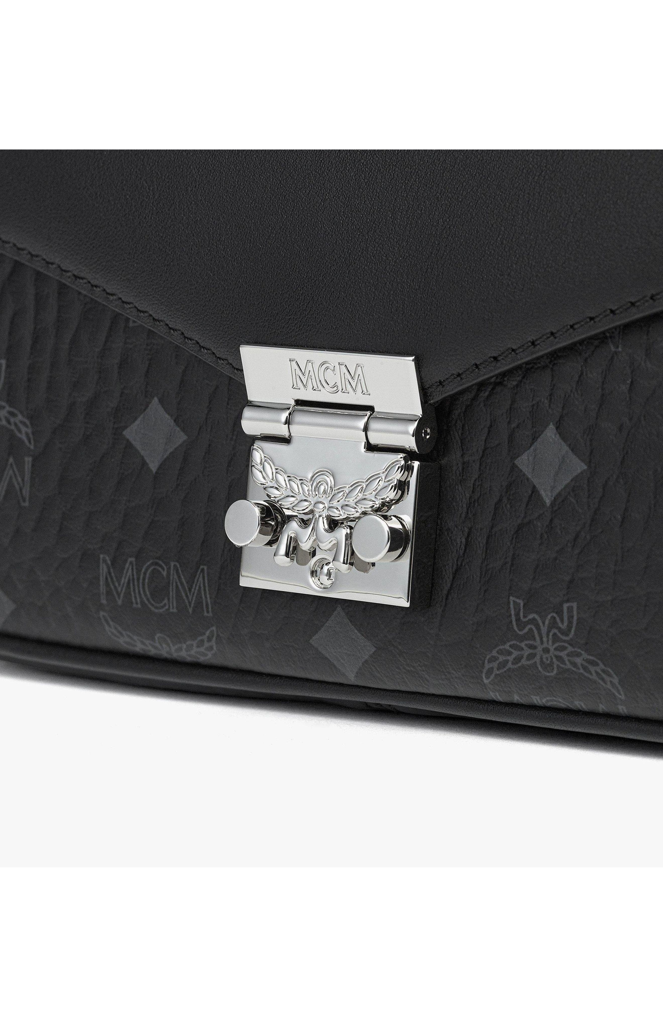 MCM Tracy Crossbody in Visetos Leather Mix, Alternate, color, Black