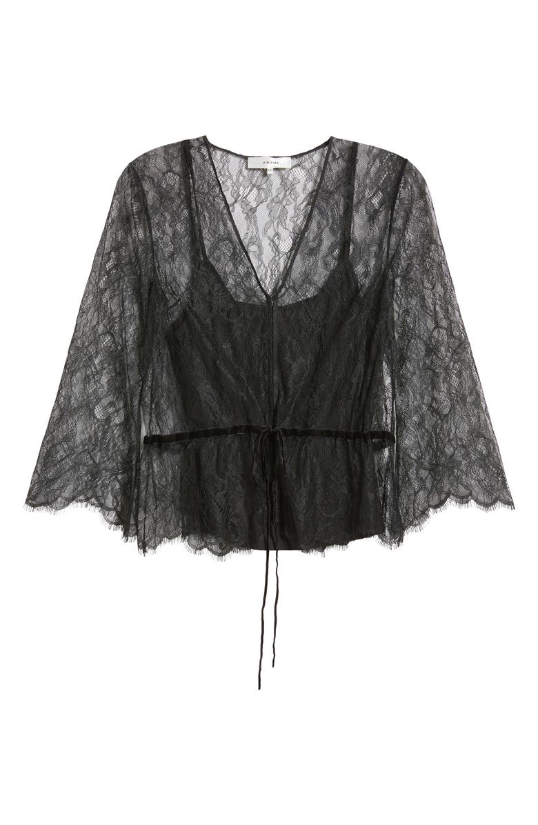 FRAME Lace Peplum Top, Alternate, color, Black