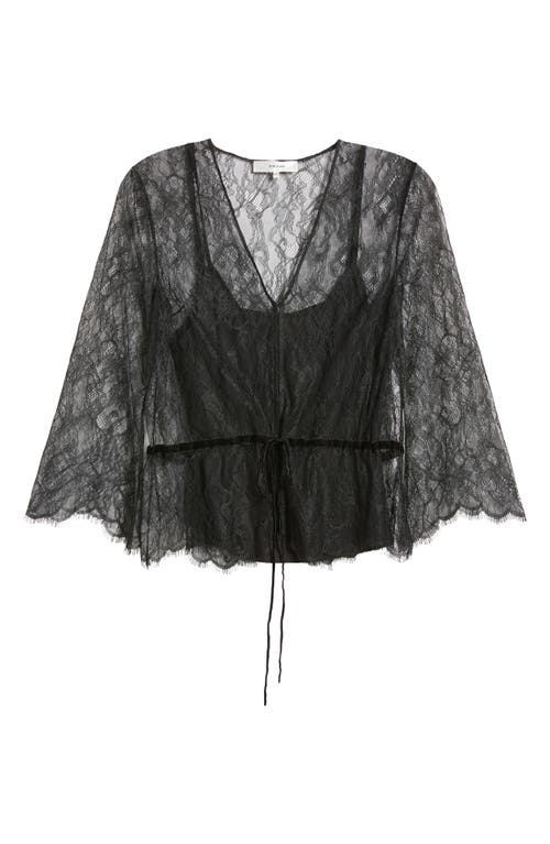 Frame Lace V-neck Blouse In Black In Black