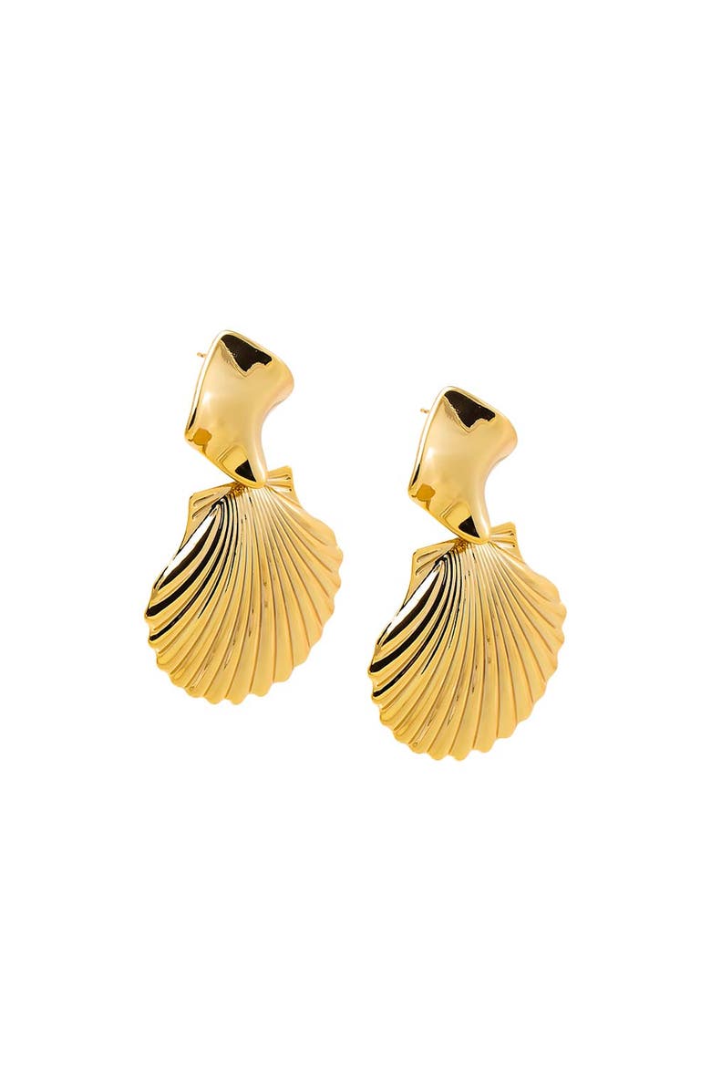 BY ADINA EDEN Sculpted Shell Drop Earrings, Main, color, Gold