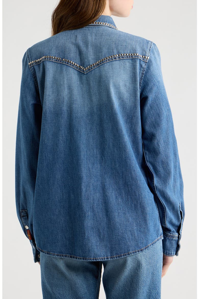 Studded Western Denim Shirt, Alternate, color, AVENUE