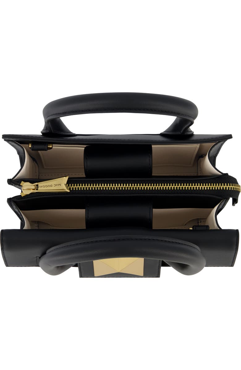 Mac Duggal Gold Plated Hardware Small Leather Tote Bag, Alternate, color, Black