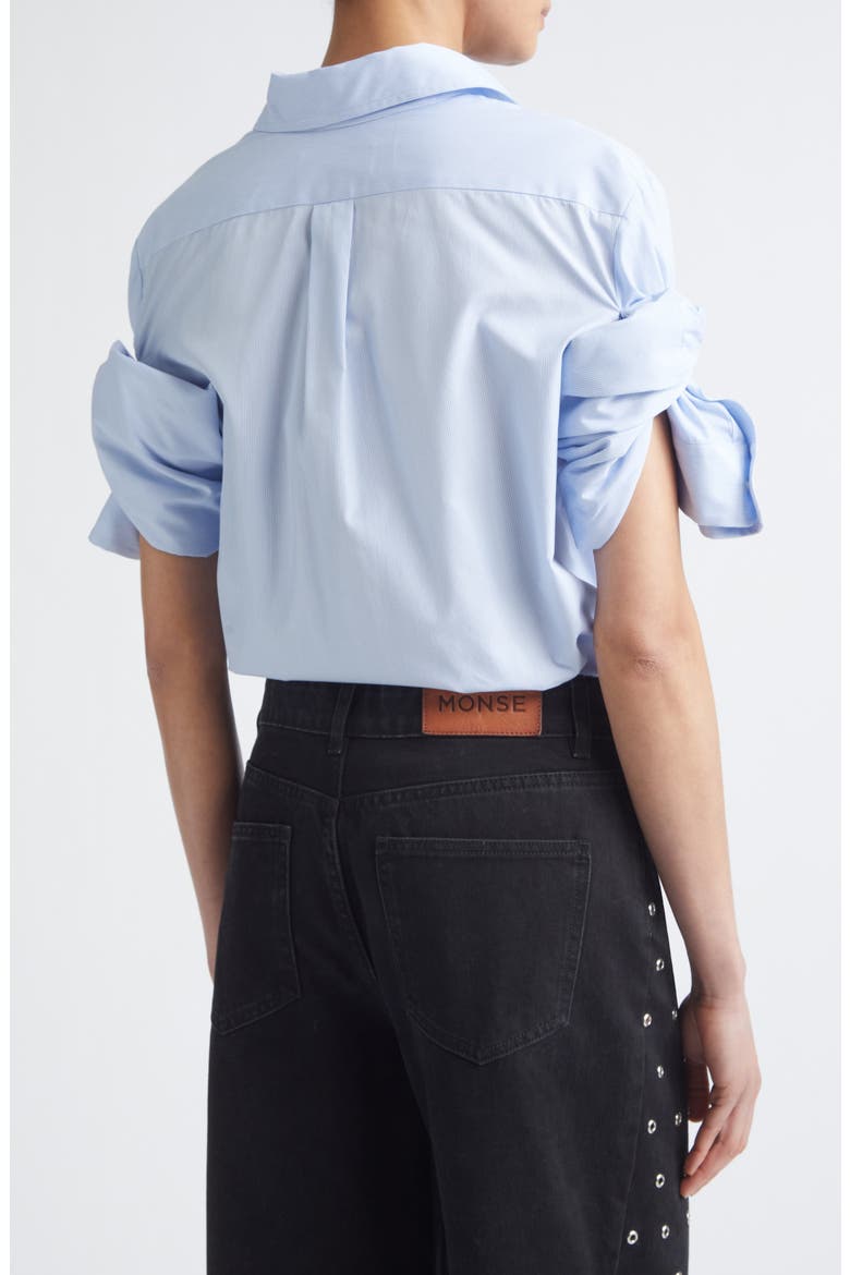 Knotted Sleeve Stripe Cotton Poplin Button-Down Shirt, Alternate, color, SKY BLUE
