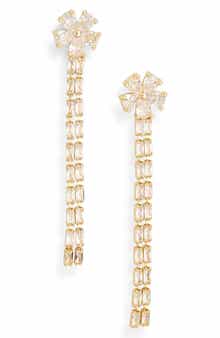 NORDSTROM RACK Cubic Zirconia Flower Linear Drop Earrings