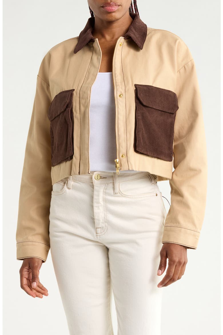 Mixed Media Chore Jacket, Main, color, BLANK CANVAS