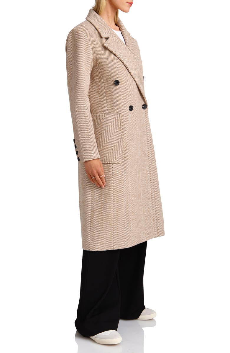 Avec Les Filles Double Breasted Herringbone Patch Pocket Coat, Alternate, color,