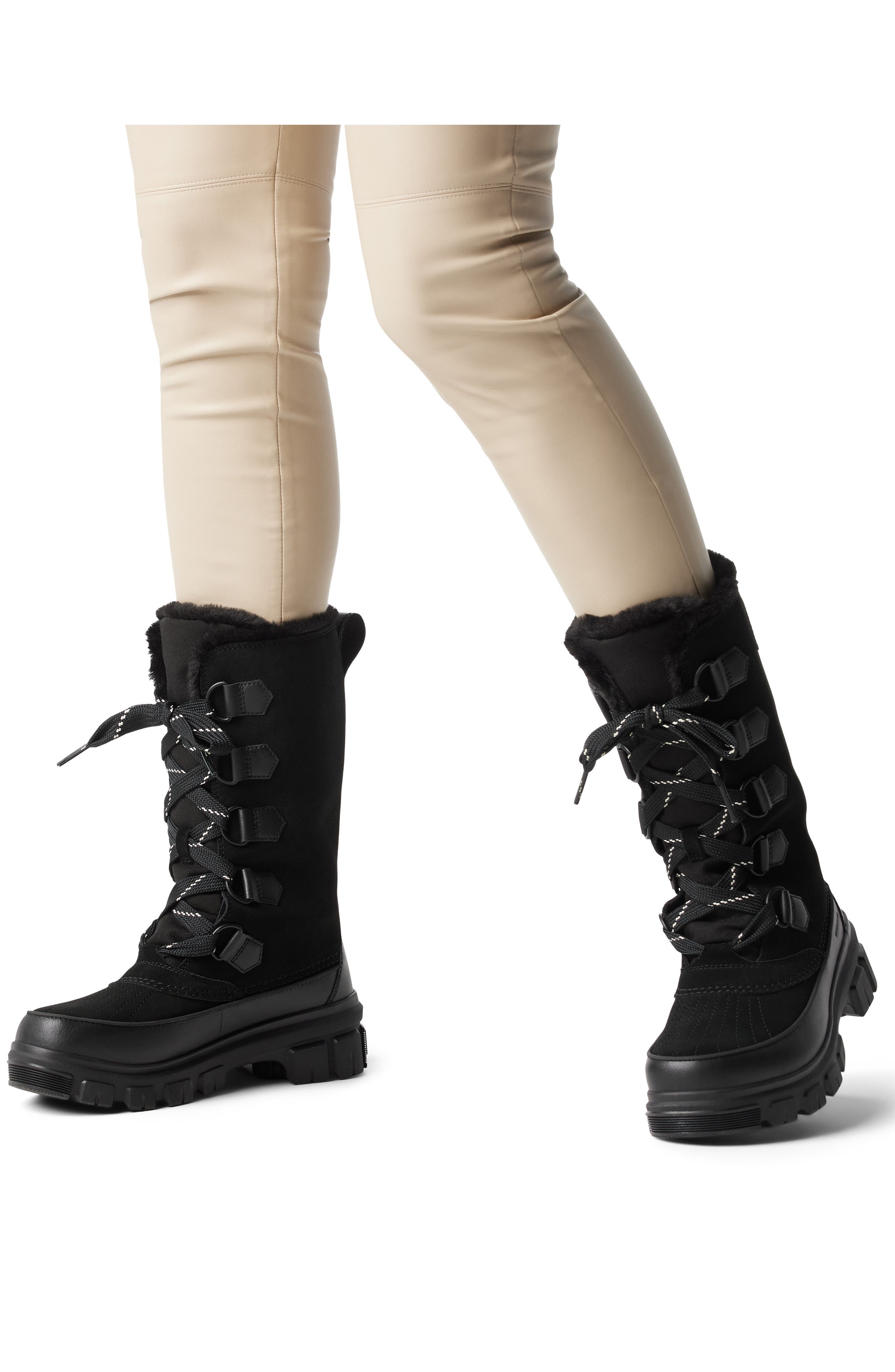 SOREL Tivoli V Faux Fur Lined Tall Waterproof Boot, Alternate, color, Black/ Natural