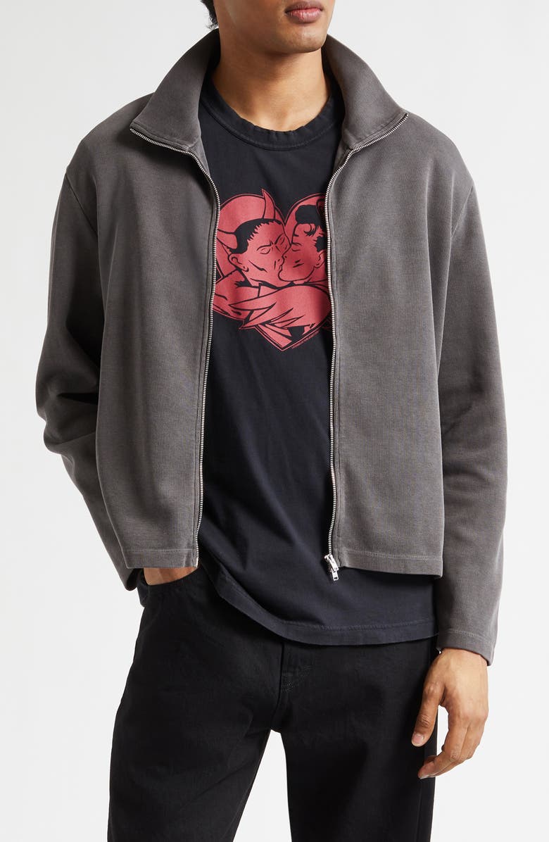 OUR LEGACY Shrunken Rib Full Zip Sweatshirt, Main, color, Worn Graphite Athletic Rib