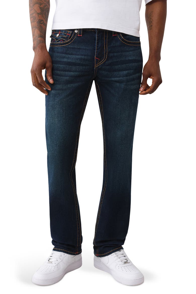 Ricky Big T Flap Straight Jeans, Main, color, DARK MAHOGANY WOOD WASH
