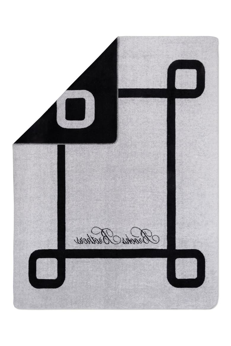 Geo Border Throw Blanket, Alternate, color, BLACK