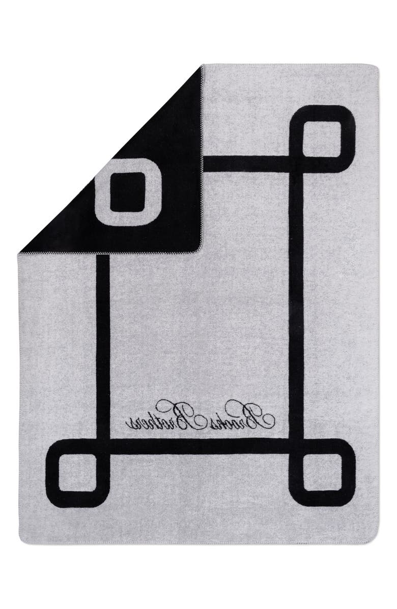 Brooks Brothers Geo Border Throw Blanket, Alternate, color, Black