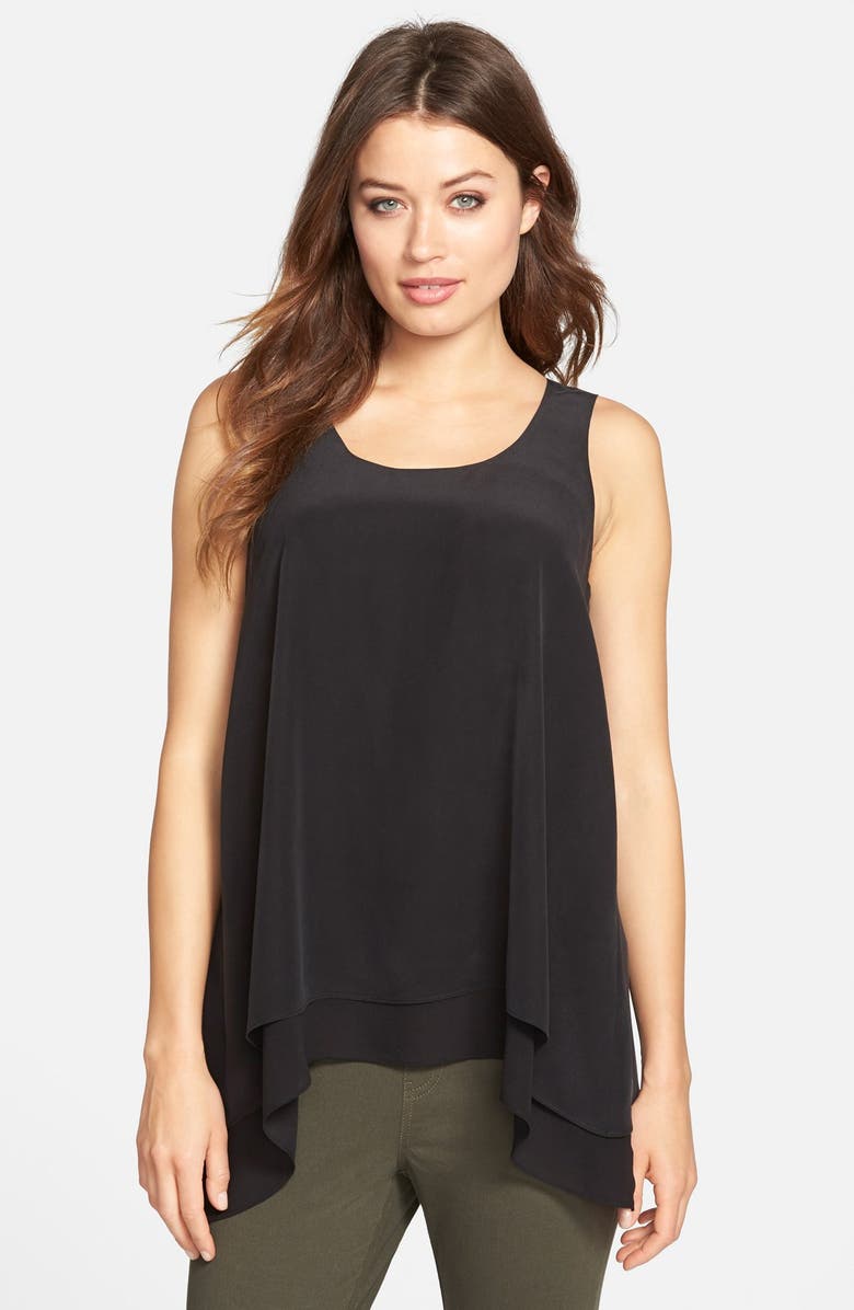 Eileen Fisher Scoop Neck Silk A-Line Tank, Main, color, 