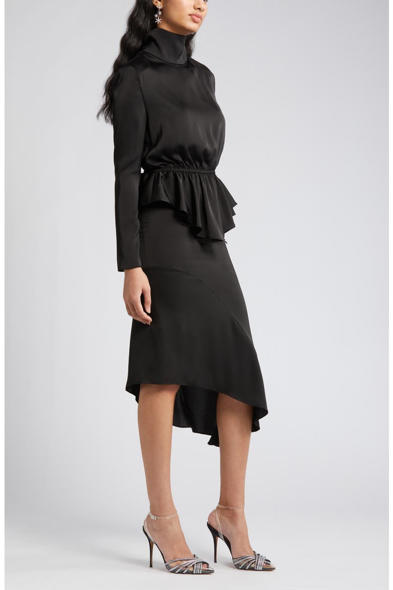 Roxy Long Sleeve Top & Asymmetric Hem Skirt, Alternate, color, BLACK