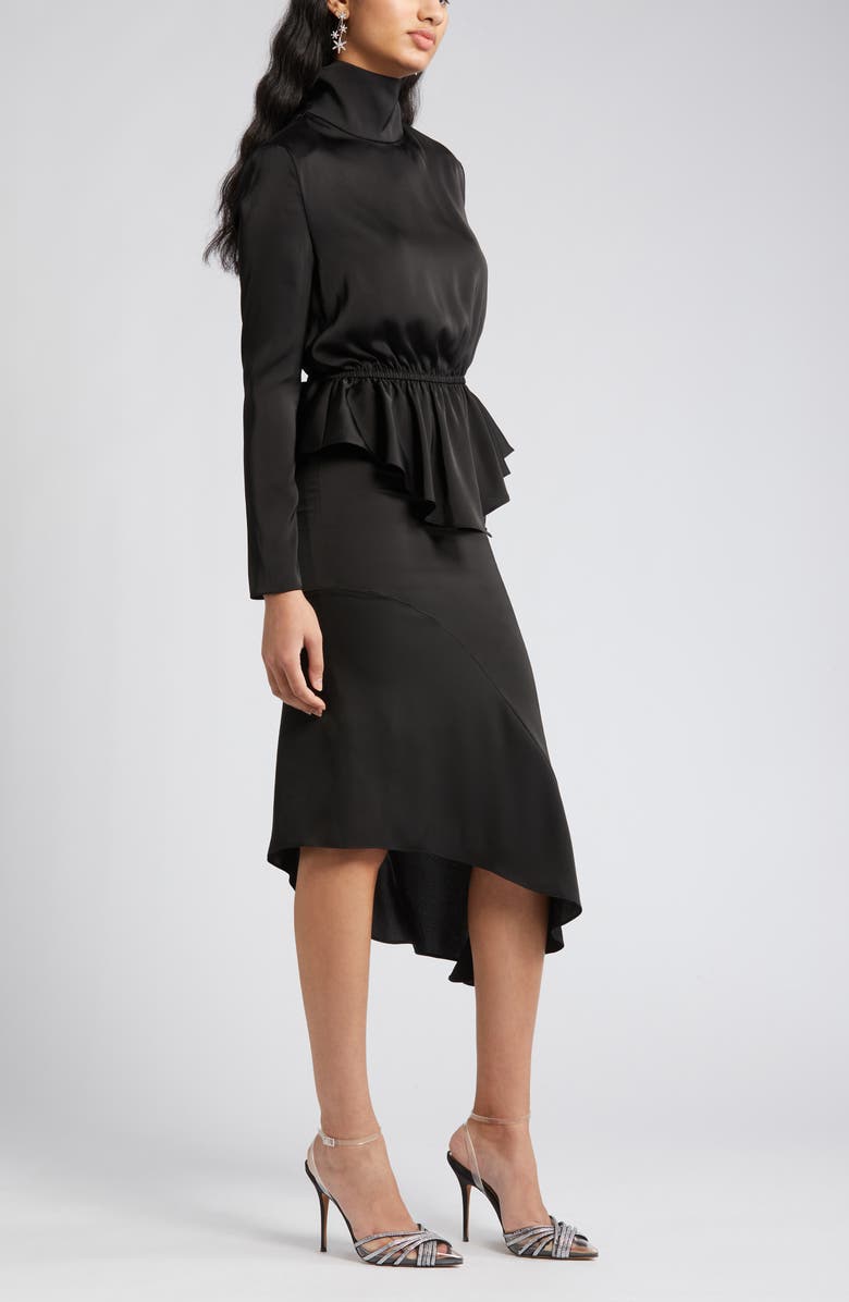 NIKKI LUND Roxy Long Sleeve Top & Asymmetric Hem Skirt, Alternate, color, Black