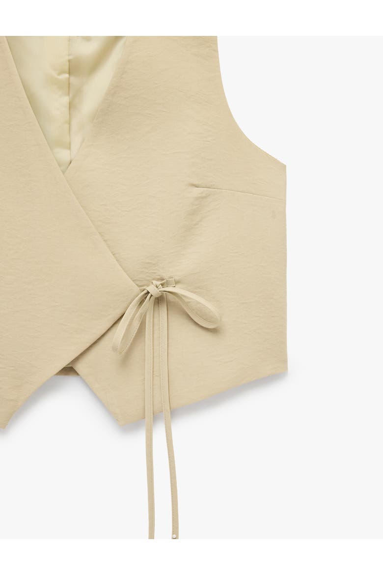 Sleeveless V-Neck Wrap Vest with Tie, Alternate, color, STONE