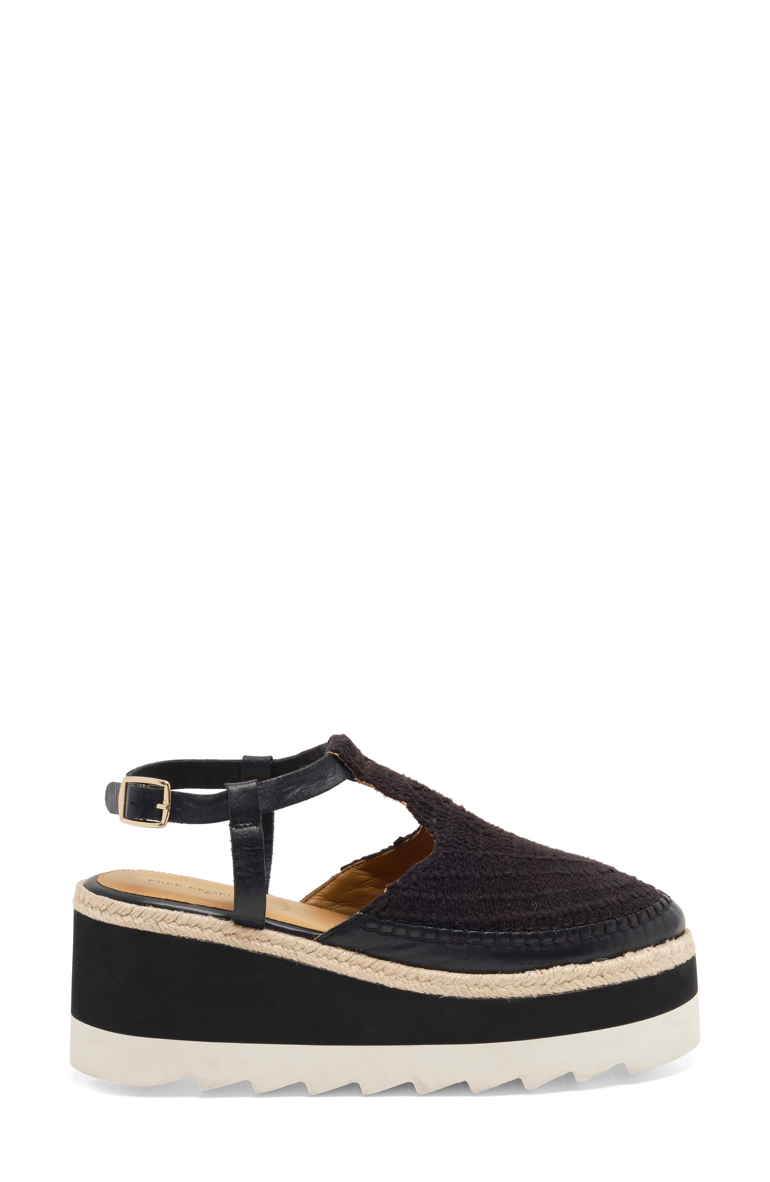 Free People Morning in Mykonos Platform Wedge, Alternate, color, Black