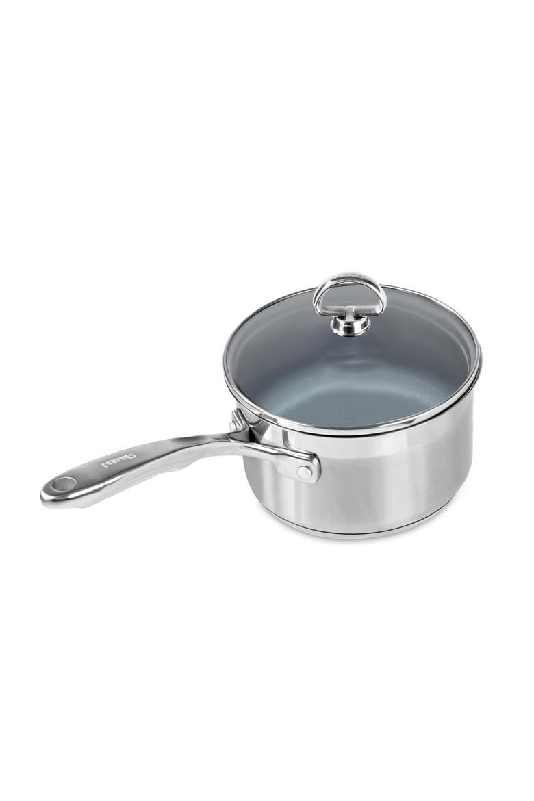 Induction 21 Steel 2 qt. Saucepan w/ Ceramic Coating and Glass Lid, Main, color, Silver