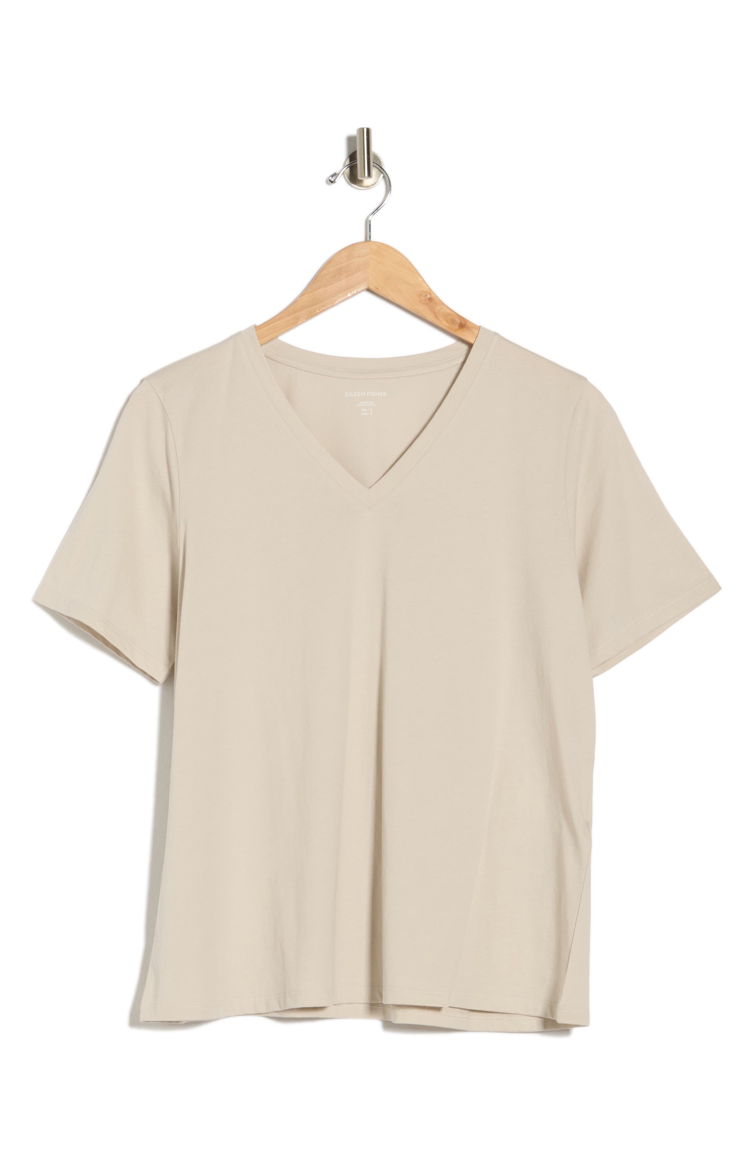 Eileen Fisher V-Neck Organic Cotton Knit T-Shirt