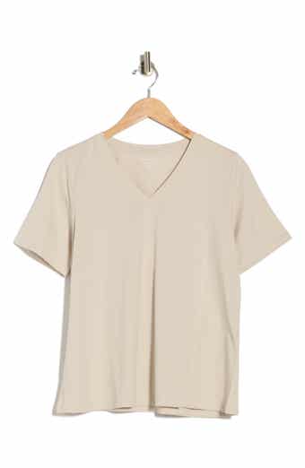 Eileen Fisher V-Neck Organic Cotton Knit T-Shirt