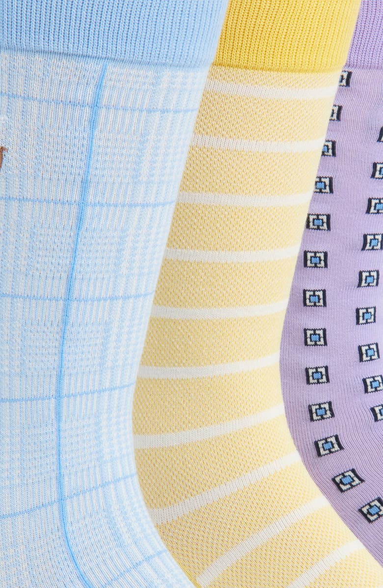 Polo Ralph Lauren Assorted 3-Pack Geometric & Stripe Dress Socks, Alternate, color, Blue Multi