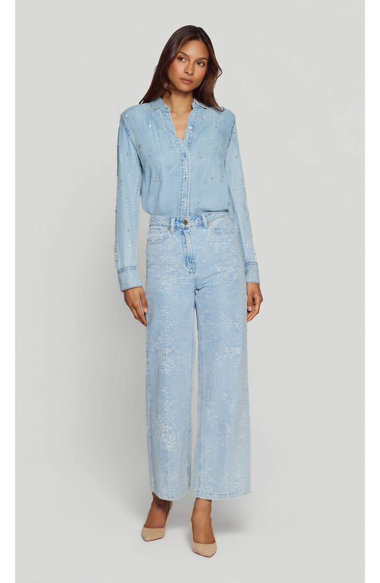 Generation Love Marcello Embellished Denim Shirt, Alternate, color, Light Blue