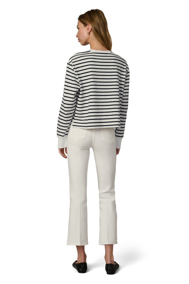 Stripe Long Sleeve Cotton T-Shirt, Alternate, color, MILK/ NAVY STRIPE