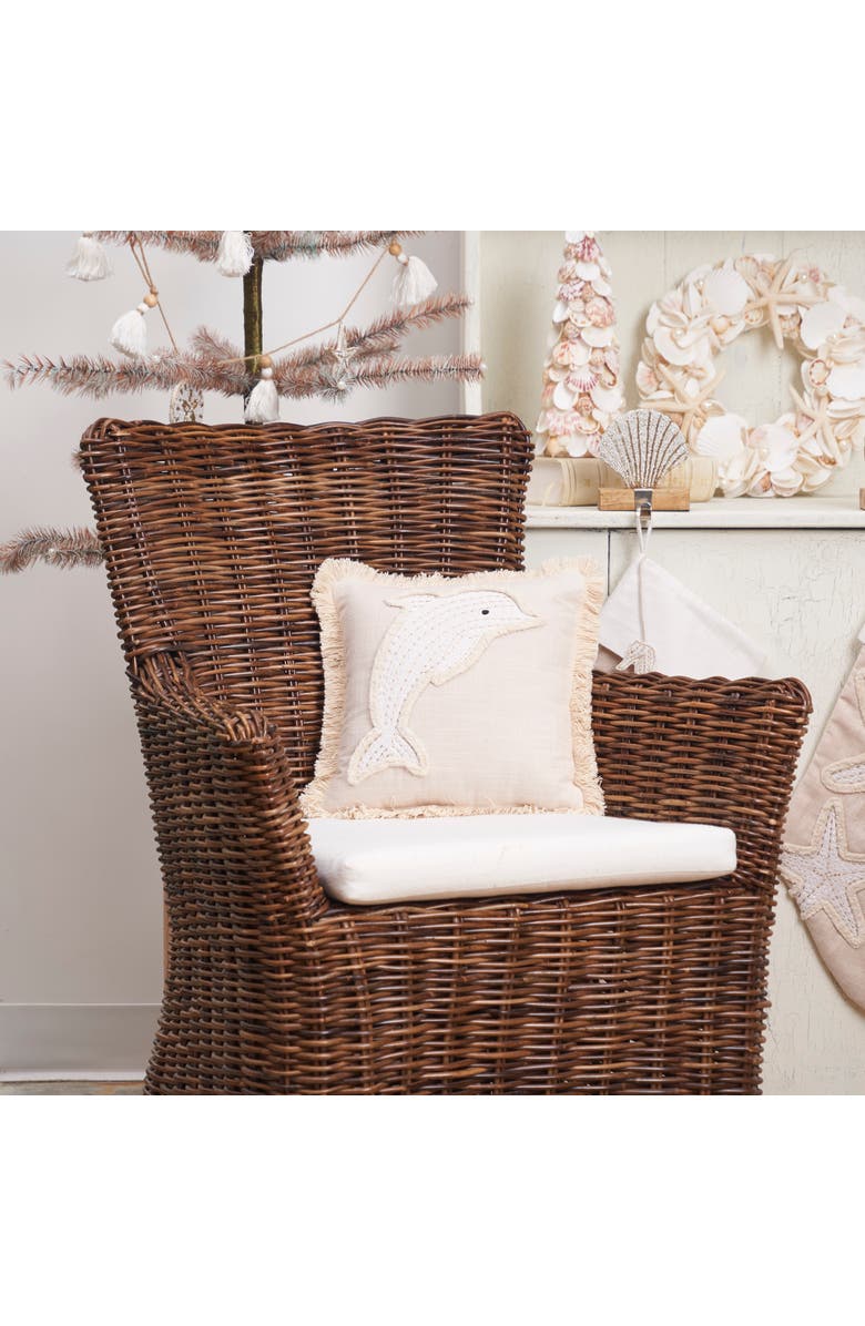 C&F Home Golden Coast Dolphin Throw Pillow, 12" x 12", Alternate, color, Off-White