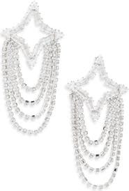 Tasha Crystal Star Draped Chain Drop Earrings