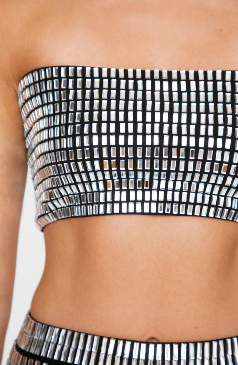 NASTY GAL Rhinestone Embellished Bandeau Top, Alternate, color, Silver
